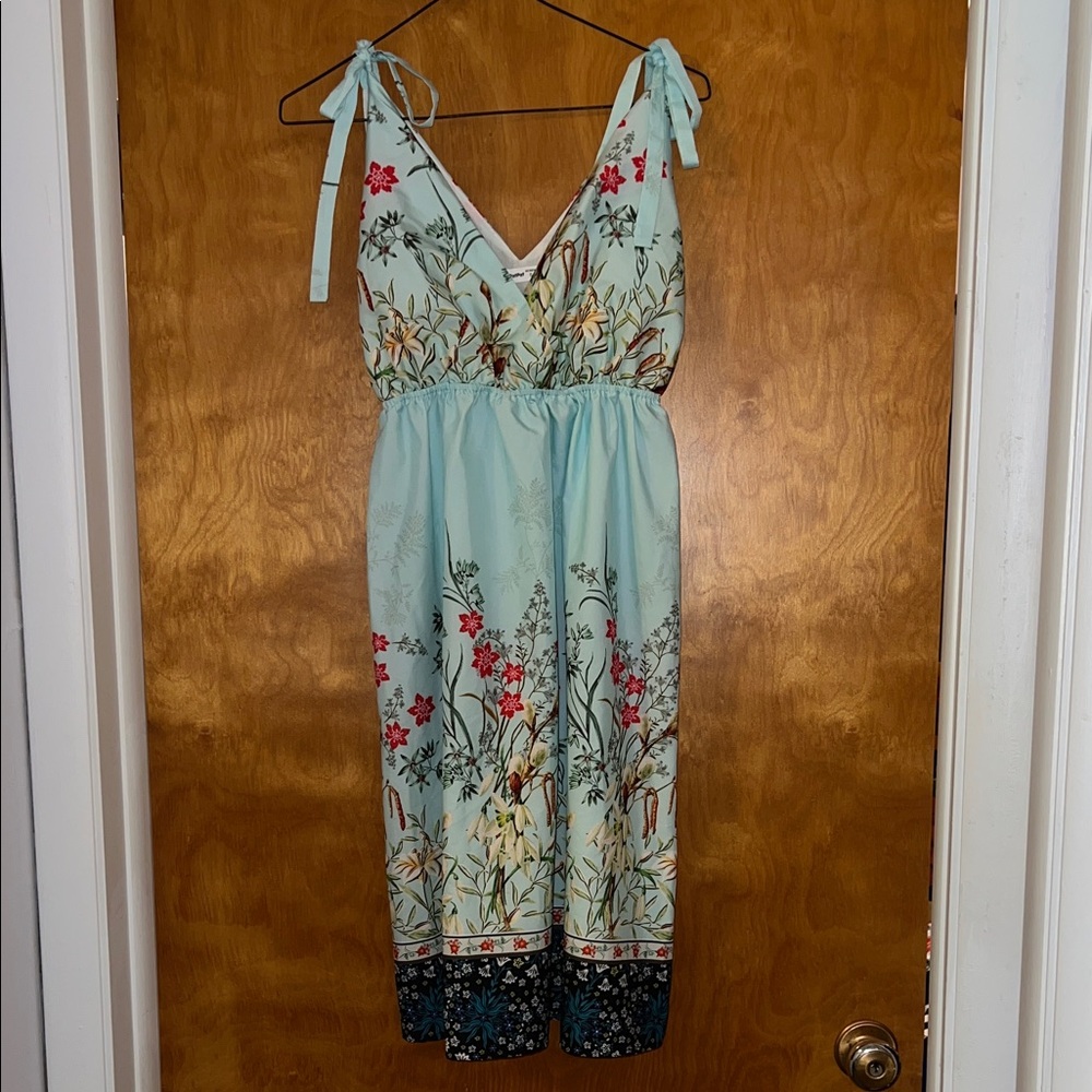 PatPat Light Blue Floral Midi Dress